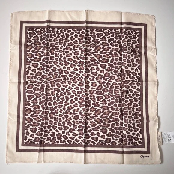 Sézane Gaston Leopard Print Scarf Organic Cotton Bandana Neckerchief - Picture 2 of 4